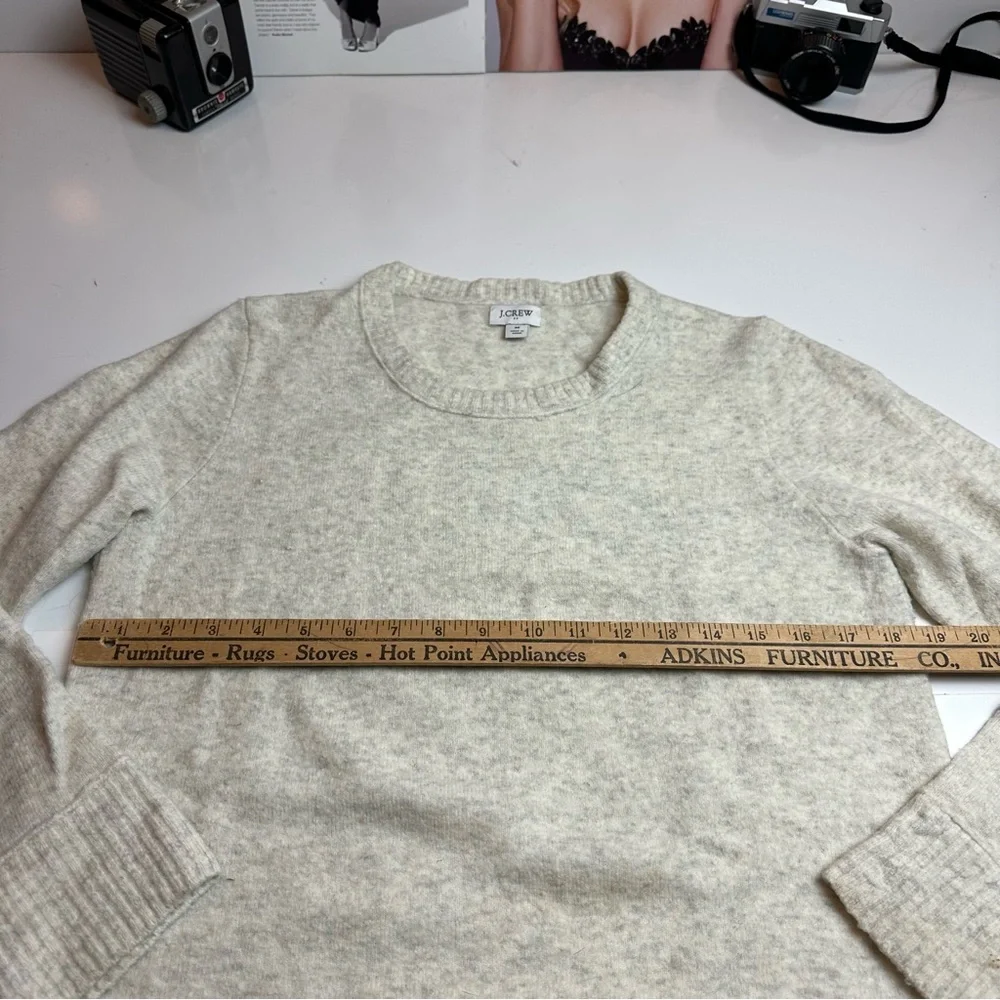 J.Crew Cream Marled Crewneck Sweater Women’s M Cotton Blend Classic Knit